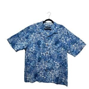 Tommy Bahama Camp Shirt Size XL Island Zone Greek Batik Silk Blend Tropical Chic